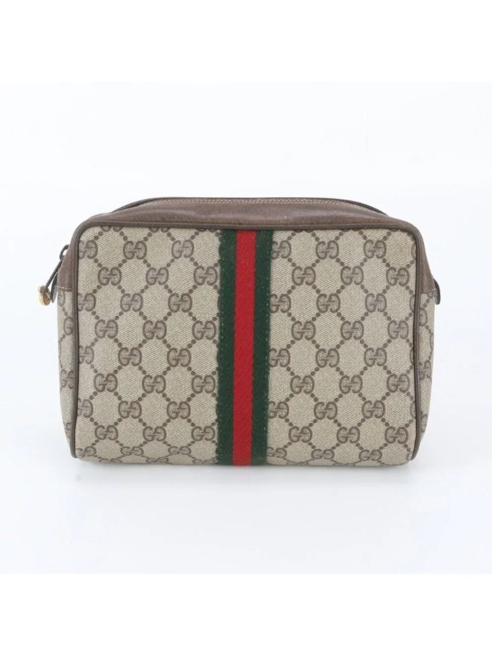 Gucci GG Supreme Sherry Line Leather Clutch Pouch Business